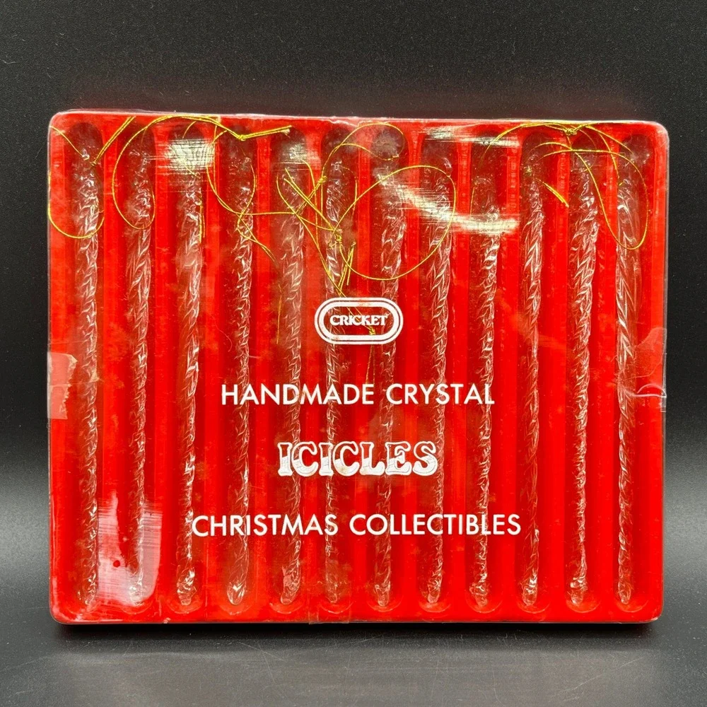Vtg Cricket Handmade Crystal Icicles Christmas Collectibles 12 Pc Twisted 5.5